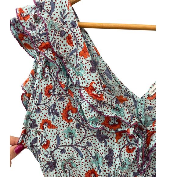 Poupette St. Barth Floral Midi Dress - Blue and Red - Picture 10 of 11